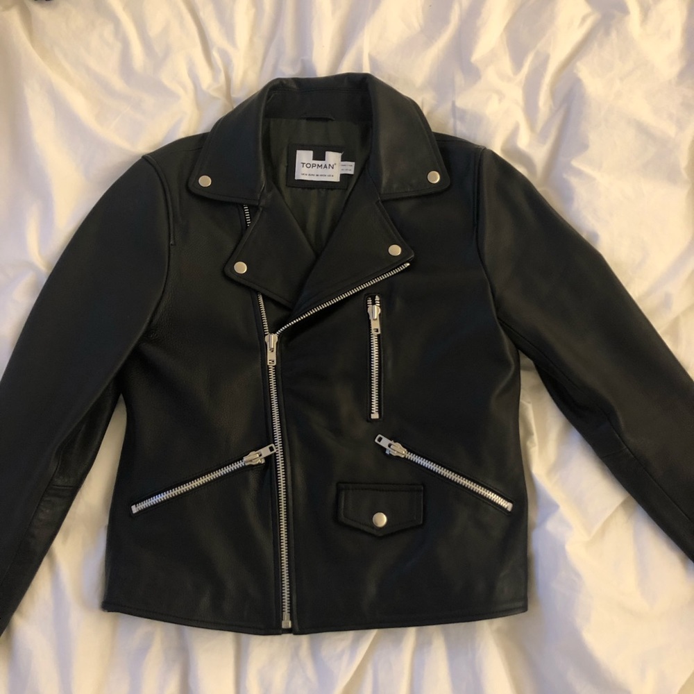 Topman Leather Biker Jacket